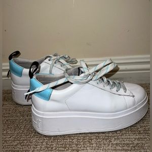 ASH moby platform sneaker - white and blue.